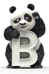 Poster - Cute panda bear holding up the letter B, perfect for educational projects