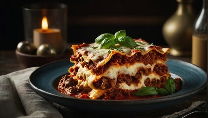 Wall Mural - A bowl of beef lasagna