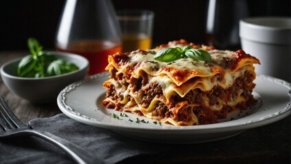 Wall Mural - A bowl of beef lasagna