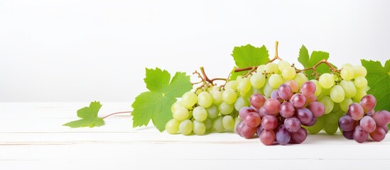 Aufkleber - A copy space image of delicious sweet grapes arranged on a white wooden table