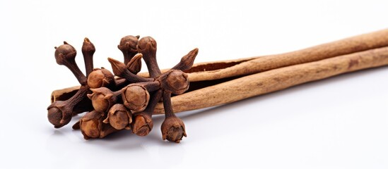 Aufkleber - A close up shot of a solitary clove isolated on a white background providing ample copy space for text or images This image represents the concept of packaging spices and herbs