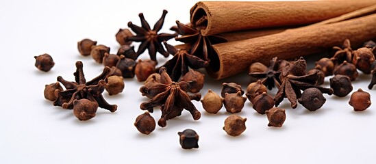 Aufkleber - A close up shot of a solitary clove isolated on a white background providing ample copy space for text or images This image represents the concept of packaging spices and herbs