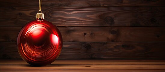 Poster - A festive Christmas ornament against a wooden backdrop providing ample negative space for additional images or text