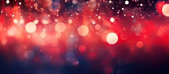 Poster - A beautiful blurred glow with red sparkles and colorful dots creates a festive background perfect for Christmas Silvester celebration and happy new year annotations Great as a copy space image