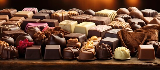 Poster - A display of exquisite Belgian chocolates with a copy space image for advertising or personalization