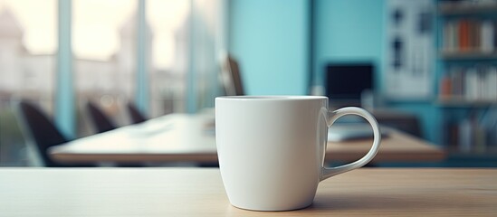 Wall Mural - A copy space image of a coffee cup sitting on a desk in an office