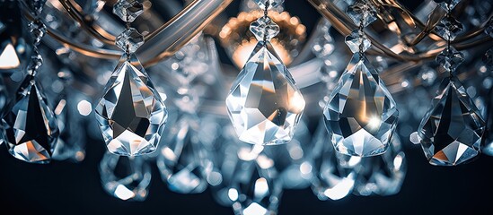 Aufkleber - A detailed shot of a modern chandelier s crystal with ample space for copy in the image