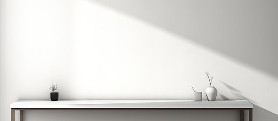 Aufkleber - A desk with ample free space and a white wall that casts shadows in the background creating an ideal copy space image
