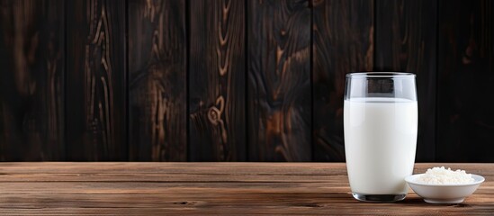 Aufkleber - A copy space image of milk placed on a rustic wooden table
