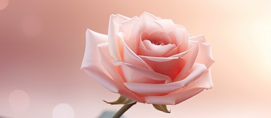 Aufkleber - A delicate pastel pink handcrafted rose captured in close up with a soft background and ample copy space for additional elements in the image