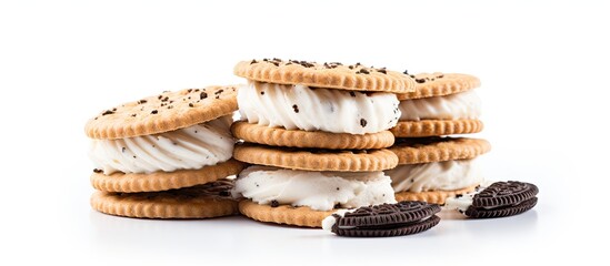 Poster - A copy space image of cracker cookies with cream on a white background
