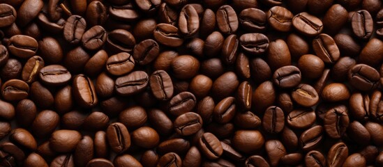 Aufkleber - A bird s eye view of coffee beans as a background creating an enticing copy space image