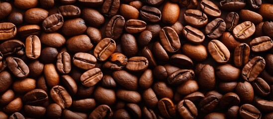 Aufkleber - A bird s eye view of coffee beans as a background creating an enticing copy space image