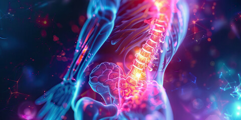 Neurogenic Bladder: The Urinary Incontinence and Bladder Dysfunction - Visualize a person with a highlighted spinal cord affecting bladder control, experiencing urinary incontinence and bladder dysfun