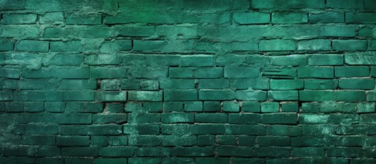 Poster - A background image featuring a rough brick wall with a green color tone Copy space available