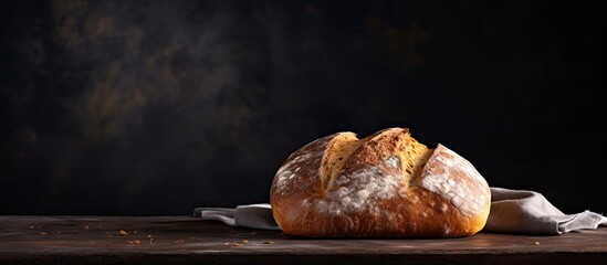 Fototapete - A copy space image of fresh homemade bread placed on a dark surface