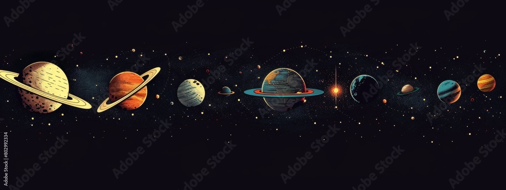 Illustrations of the solar system and its planets. Stock Illustration ...