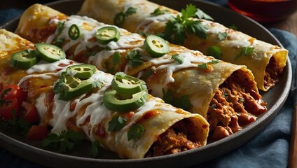 Wall Mural - A plate of chicken enchiladas