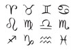 © Yanka - Hand drawn zodiac signs. Doodle Esoteric symbol set. Astrology clipart design Elements