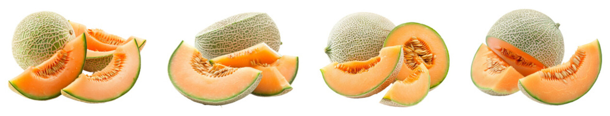 Sticker - Cantaloupe melon on transparent background, PNG
