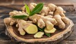 © Andrei - Artfully arranged fresh ginger on wooden table, creating an inviting culinary scene