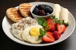 Healthy breakfast in plate on table