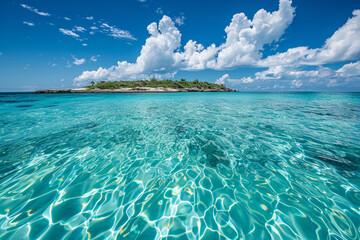Wall Mural - A breathtaking image capturing the crystal-clear turquoise waters surrounding Heart Island.
