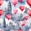 Valentin day concept poster. Paper hearts, clouds, blue romantic background. Cute love sale banner, voucher template, greeting card. Place for text.