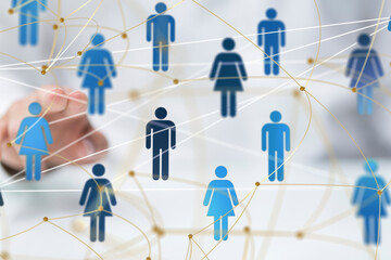 Poster - Neural network 3D illustration. Big data and cybersecurity