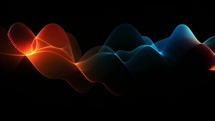 Poster - Vibrant turquoise and gold waves overlap in a smooth, sinusoidal motion against darkness.