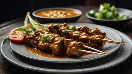 Wall Mural - A plate of chicken satay