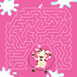 Maze game Labyrinth Cow vector illustration. Colorful puzzle for kids