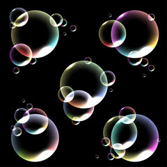 Wall Mural - Transparent liquid shapes with light refraction with rainbow gradient imitating soap bubbles