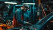 © Leli - A mechanic is busy working on a car inside a factory setting