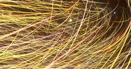 Poster - inside digital data tunnel. Futuristic abstract background with neon rays. Concept for big data,
