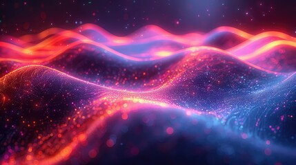 Poster - Dark abstract curve and wavy background with gradient and color, Glowing waves in a dark background