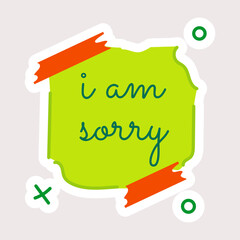 Wall Mural - An editable flat sticker of am sorry sticky note 