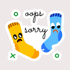 Poster - Grab this flat sticker of different socks with sorry typography 