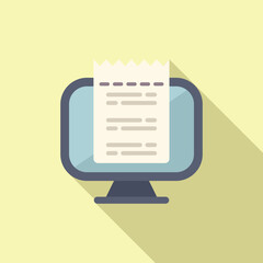 Poster - online computer payment bill icon flat vector. tax form receipt. paper service