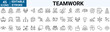 Teamwork training line icons related team, co-workers, cooperation. Linear busines simple symbol collection. vector illustration. Editable stroke
