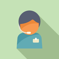 Poster - Call center person support icon flat vector. Service online. Client hotline
