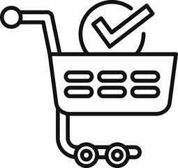 Poster - Online shopping cart icon outline vector. Button shop store. Object element