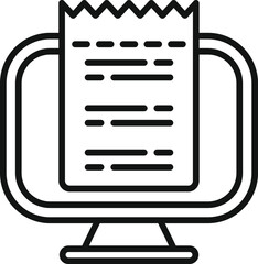 Poster - Online computer payment bill icon outline vector. Tax form receipt. Paper service