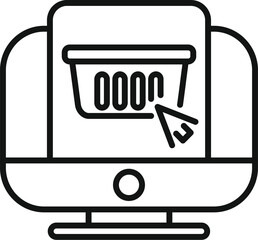 Sticker - Click on online basket icon outline vector. Sale online. Commercial product