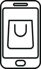 Poster - online shop bag icon outline vector. phone mobile app. ecommerce sale