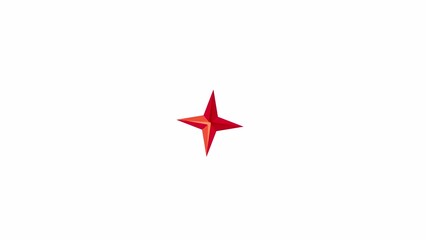 Fototapete - Four pointed star twinkle rotating 2D object animation. Xmas Christmas shine flat cartoon 4K video, transparent alpha channel. Burst star. Magical starry shape animated element on white background
