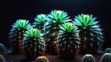 Fototapeta Do akwarium - neon cactus on a dark background