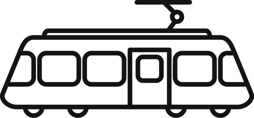 Poster - city train tram icon outline vector. electric movement. rail transport
