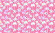 Palm trees pattern horizontal background. Vector holographic tropical jungle texture on pink background. Abstract gradient palm silhouettes summer print for textile, exotic wallpapers, decor, wrapping