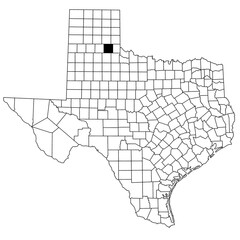  Map of hall County in Texas state on white background. single County map highlighted by black colour on Texas map. UNITED STATES, US